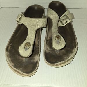 Birkenstock Beige Buckle Strap Sandals